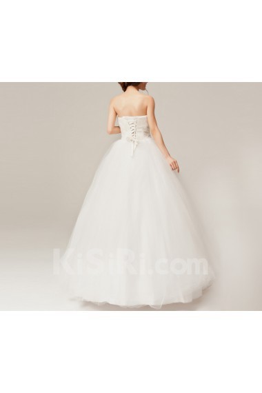 Organza Strapless Floor Length Ball Gown with Sequins