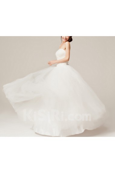 Organza Strapless Floor Length Ball Gown with Sequins