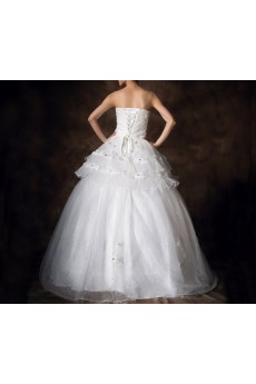 Satin Strapless Floor Length Ball Gown with Crystal