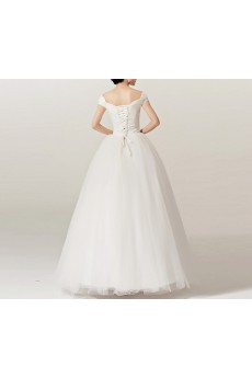 Lace Off-the-Shoulder Floor Length Ball Gown with Crystal