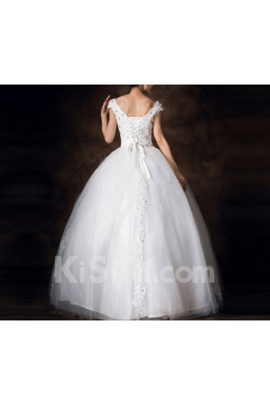 Satin V-neck Floor Length Ball Gown with Sequins