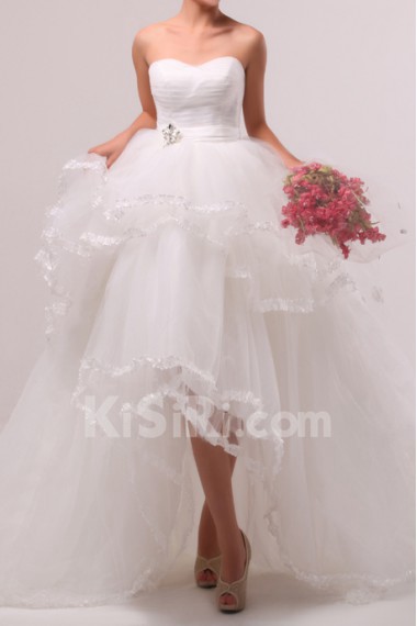 Organza Scoop Neckline Ball Gown with Crystal