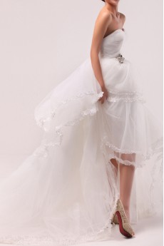 Organza Scoop Neckline Ball Gown with Crystal