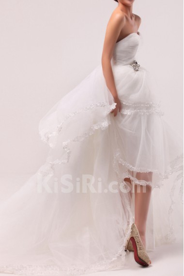 Organza Scoop Neckline Ball Gown with Crystal