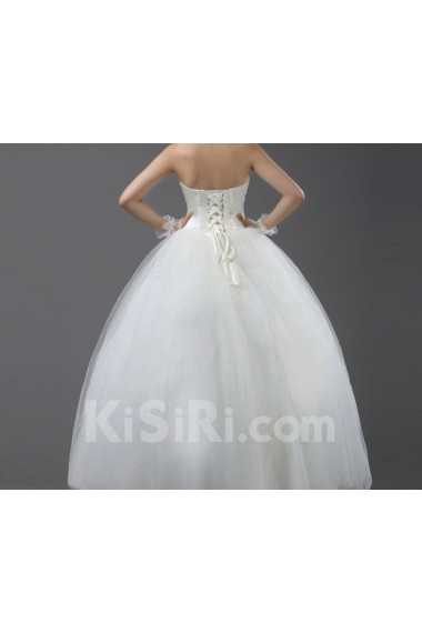 Organza Strapless Floor Length Ball Gown with Sequins