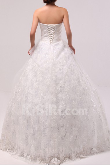 Tulle Strapless Floor Length Ball Gown with Sequins