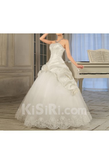 Lace Strapless Floor Length Ball Gown with Sequins