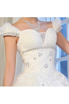 Organza Off-the-Shoulder Floor Length Ball Gown with Sequins