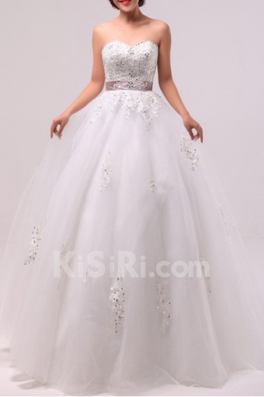 Organza Scoop Neckline Floor Length Ball Gown with Sequins