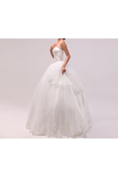 Satin Strapless Floor Length Ball Gown with Crystal