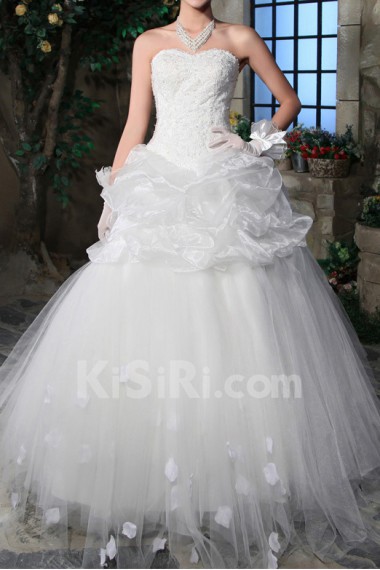 Satin Sweetheart Floor Length Ball Gown with Sequins