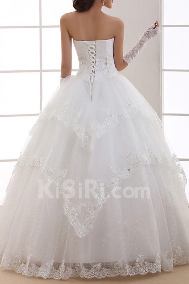 Organza Strapless Floor Length Ball Gown with Sequins