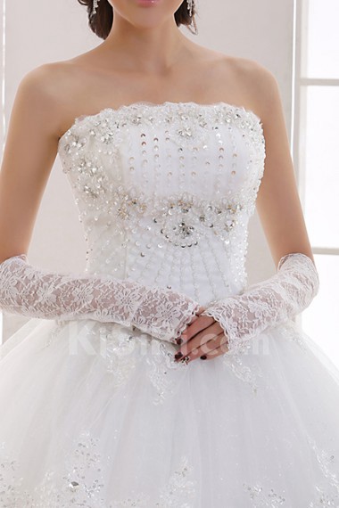 Organza Strapless Floor Length Ball Gown with Sequins