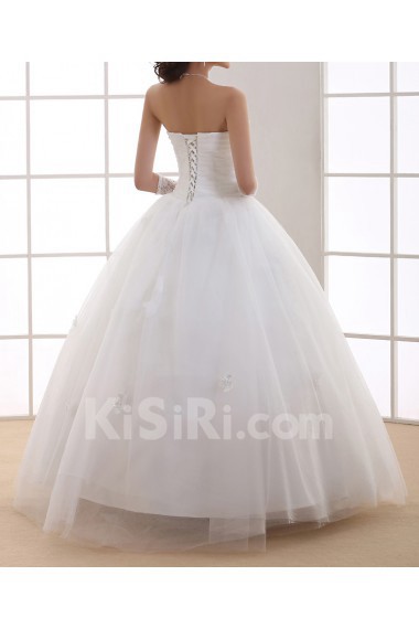 Organza Jewel Neckline Floor Length Ball Gown with Crystal