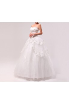 Organza Sweetheart Floor Length Ball Gown with Crystal