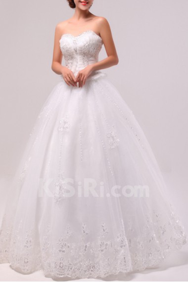 Organza Sweetheart Floor Length Ball Gown with Sequins