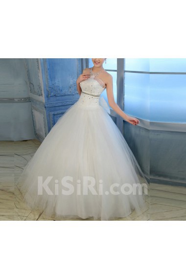 Organza Strapless Floor Length Ball Gown with Sequins