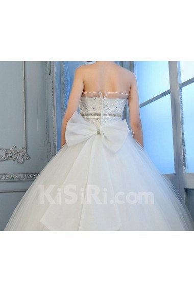 Organza Strapless Floor Length Ball Gown with Sequins