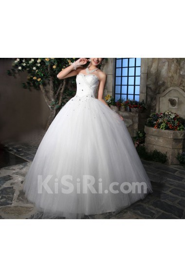 Organza Scoop Neckline Floor Length Ball Gown with Sequins