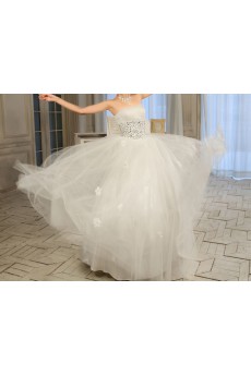 Tulle Strapless Floor Length Ball Gown with Sequins