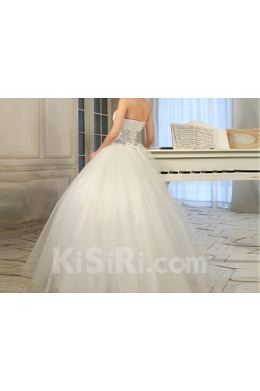 Tulle Strapless Floor Length Ball Gown with Sequins