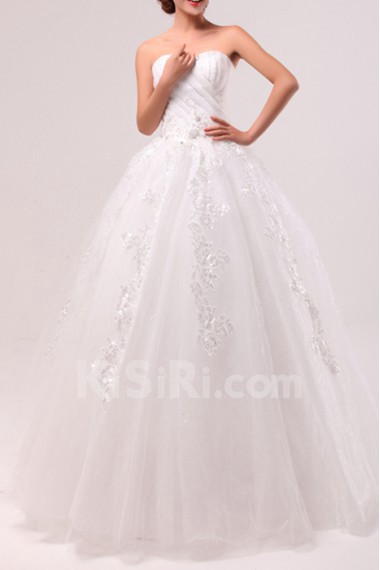 Organza Sweetheart Floor Length Ball Gown with Sequins