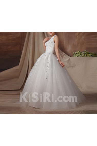 Organza Halter Floor Length Ball Gown with Sequins