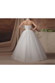 Organza Halter Floor Length Ball Gown with Sequins