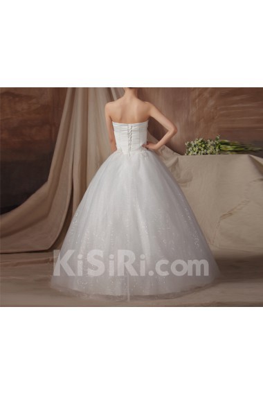 Organza Strapless Floor Length Ball Gown with Pearls