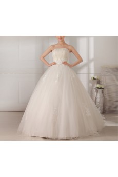 Tulle Strapless Floor Length Ball Gown with Sequins