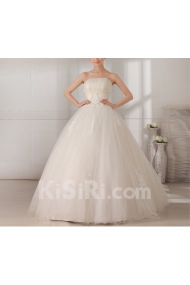 Tulle Strapless Floor Length Ball Gown with Sequins