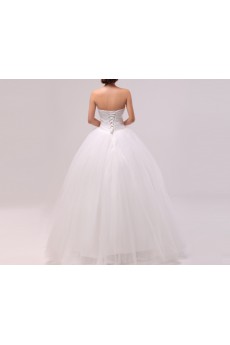 Organza V-neck Floor Length Ball Gown with Crystal