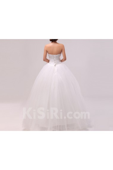 Organza V-neck Floor Length Ball Gown with Crystal