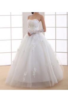 Organza Scoop Neckline Floor Length Ball Gown with Handmade Flowers