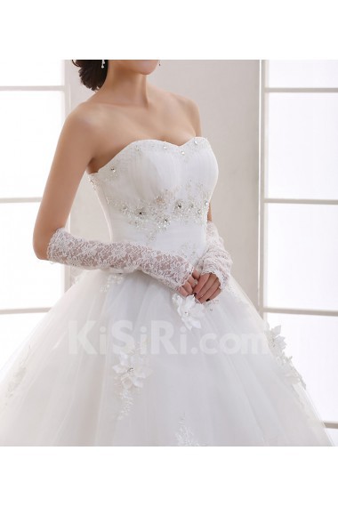 Organza Scoop Neckline Floor Length Ball Gown with Handmade Flowers