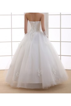 Organza Scoop Neckline Floor Length Ball Gown with Handmade Flowers