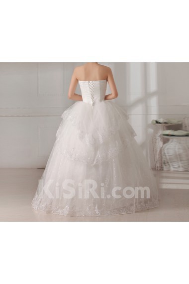 Organza Scoop Neckline Floor Length Ball Gown with Sequins