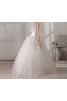 Organza Scoop Neckline Floor Length Ball Gown with Sequins