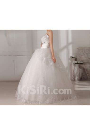 Organza Scoop Neckline Floor Length Ball Gown with Sequins