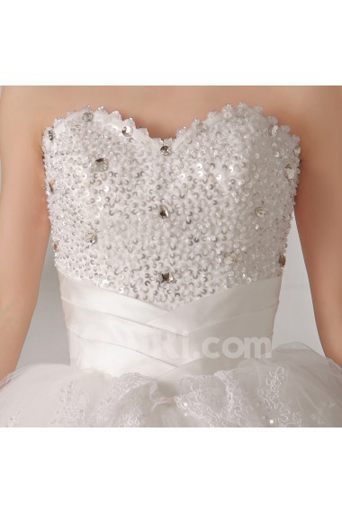 Organza Scoop Neckline Floor Length Ball Gown with Sequins