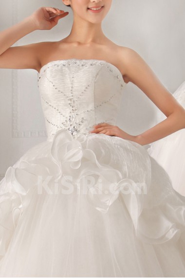 Tulle Strapless Floor Length Ball Gown with Sequins