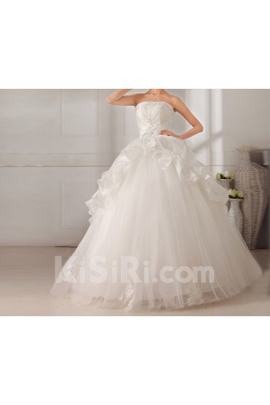 Tulle Strapless Floor Length Ball Gown with Sequins