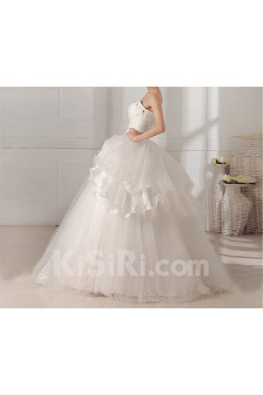 Tulle Strapless Floor Length Ball Gown with Sequins