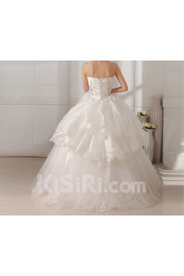 Tulle Strapless Floor Length Ball Gown with Sequins