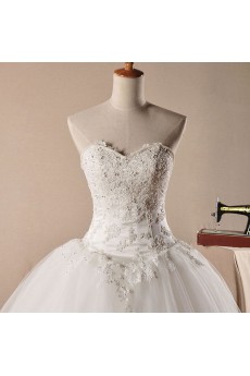 Net Sweetheart Floor Length Ball Gown Dress with Pearls