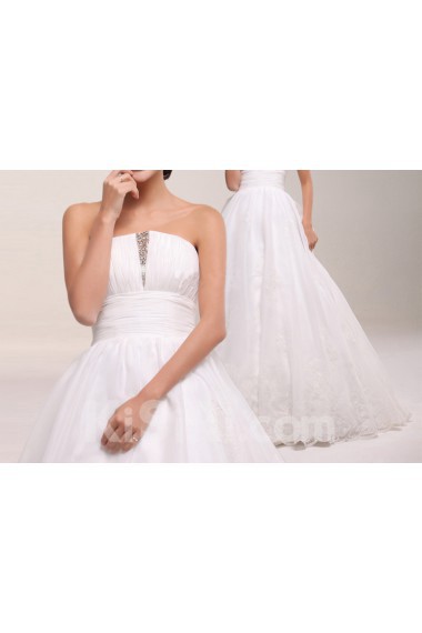 Organza Strapless Ball Gown Dress with Crystal