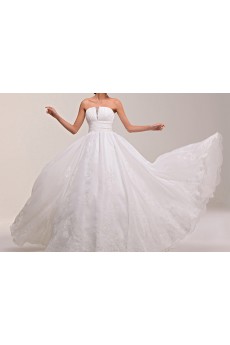 Organza Strapless Ball Gown Dress with Crystal