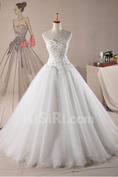 Organza Sweetheart Ball Gown Dress with Beading