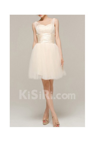 Satin Straps Neckline Short Corset Dress with Beading