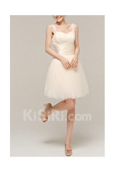 Satin Straps Neckline Short Corset Dress with Beading